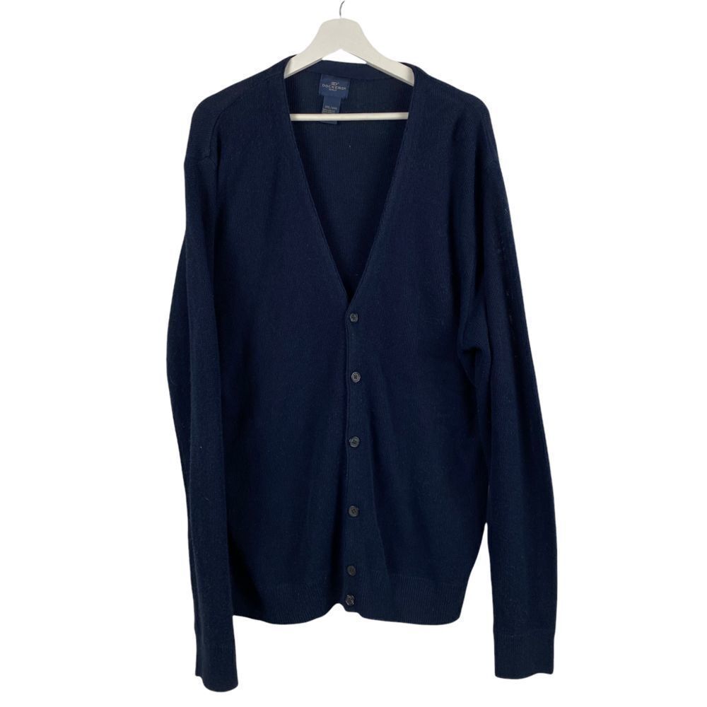 Dockers mens Button-Front Men's Cardigan size 2XL V-Neck Navy Grandpa Core
